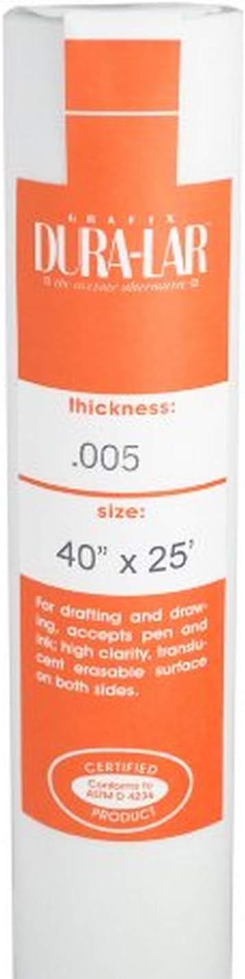 Grafix Dura-Lar 0.005" Film, Translucent 40" x25', Economical Alternative to