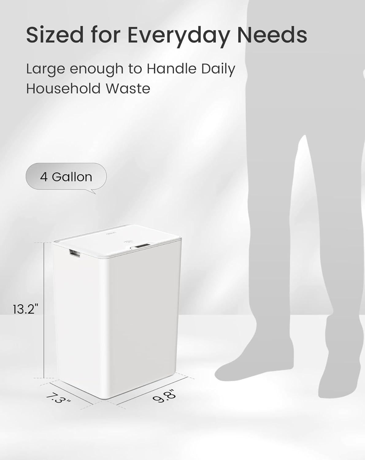 Cesun 2 Pack 4 Gallon Bathroom Trash Can with Lid, Small Automatic Trash Can, Touchless Motion Sensor Garbage Can, White Plastic Waste Basket for Bathroom, Bedroom, Toilet, Office, Rv