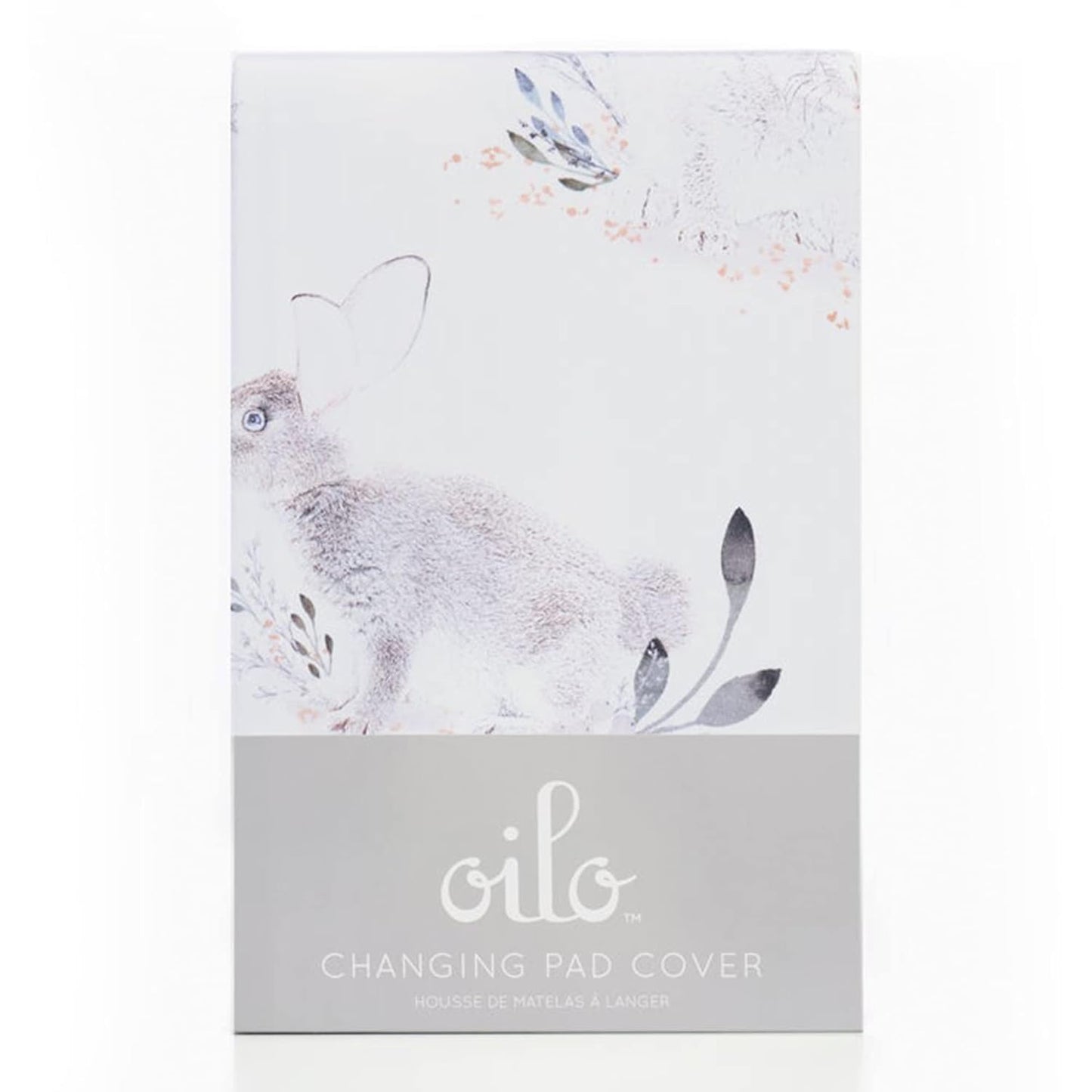 Oilo Changing Pad Cover, Breathable 100% Turkish Cotton Fitted Jersey, 300 Thread Count, Machine Washable, Fits Standard Changing Pads (32" x 16"), Girl, Boy, & Neutral Nursery Design, Cottontail