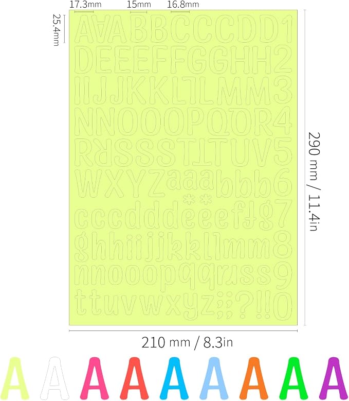 9 Sheets Glow in The Dark Letter & Numbers Stickers