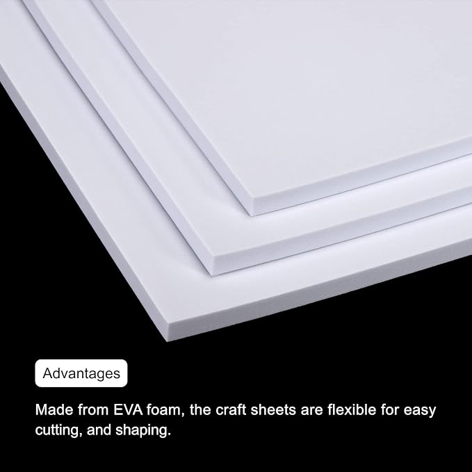 MECCANIXITY EVA Foam Sheets White 9.8 Inch x 9.8 Inch 10mm Thick Crafts Foam