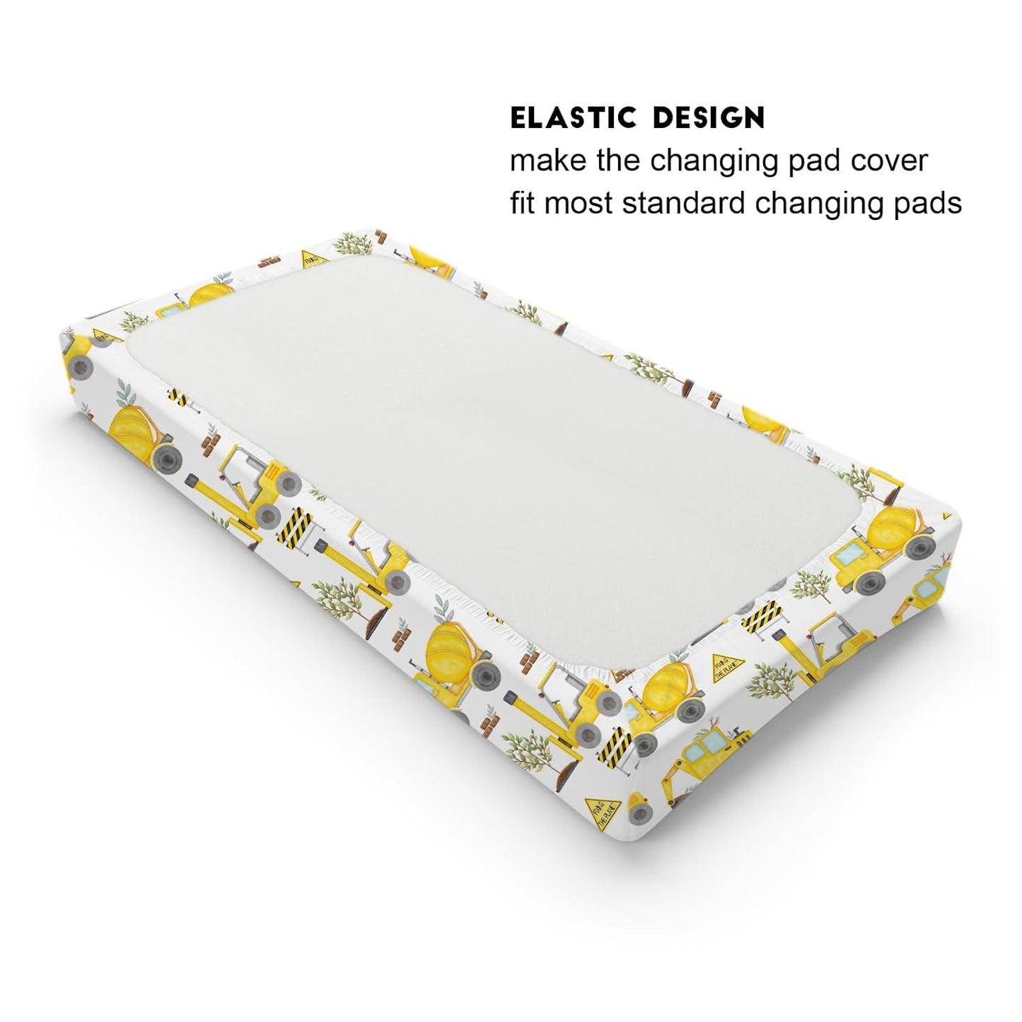 Construction Truck Excavator Tractor Trees Changing Pad Cover Cute Construction Trucks Plants Fitted Baby Change Table Sheets for Boys Girls Soft Stretch Fitted Changing Table Mats Cover 32''x16''