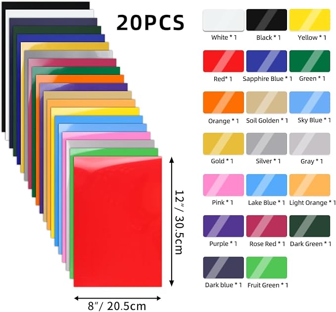 IModeur 20 Pack Heat Transfer Vinyl Sheets
