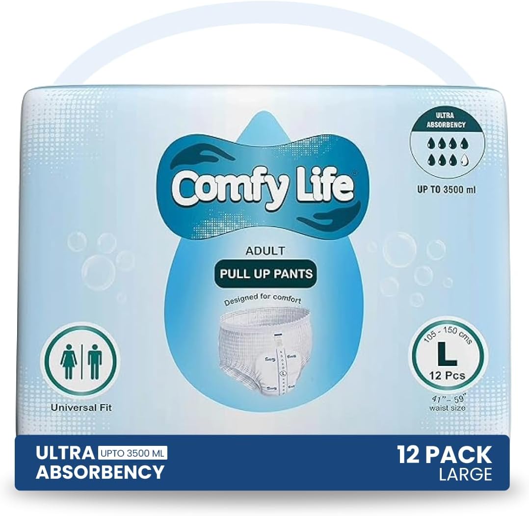 Comfy Life Premium Adult Diaper Incontinence Pull Up Pants – High Absorbency Adult Diapers for Women & Men - Adult Pull Up Nappy Pants for Comfort & Protection - Large Pack of 12 Pants