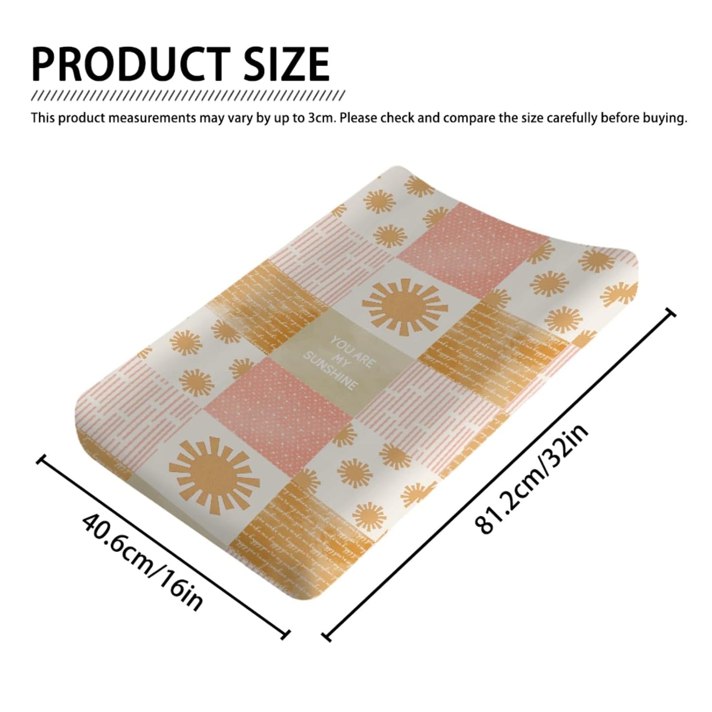 Colorful Boho Sun Changing Pad Covers Cute Sunshine Stripes Diaper Change Pad Sheets for Girls Boys Letters Quote Soft Breathable Stretchy Snug Fitted Changing Mat Cover 32''x16''