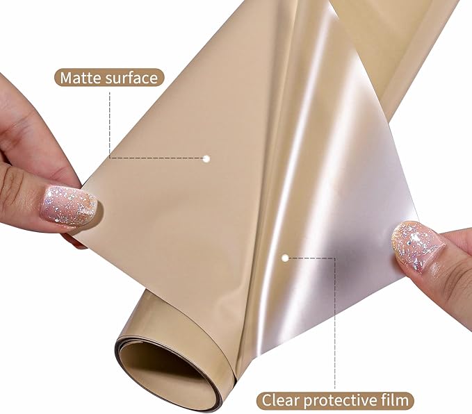 VINYL FROG Camel Heat Transfer Vinyl Roll 12" x12ft Matte HTV Vinyl | Tan Iron