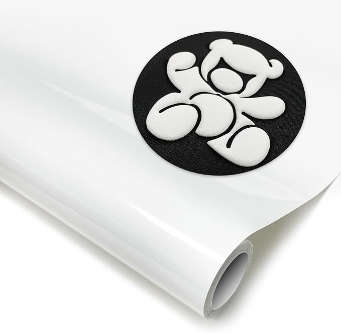 DUEUIOE White Puff Vinyl Heat Transfer 12Inch x 6Ft, Puff Htv