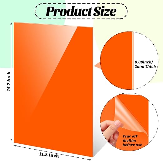 Remerry 12 Pcs 16 x 12 Inch Colored Acrylic Sheets, 12 Colors Opaque Panels