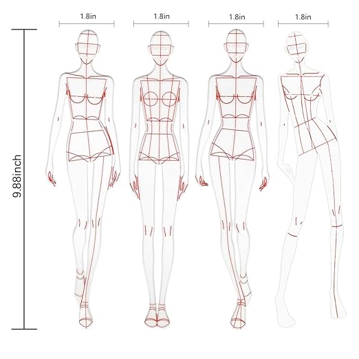 EXTCCT Fashion Drawing Template Ruler Set, Woman Sewing Humanoid Patterns Design