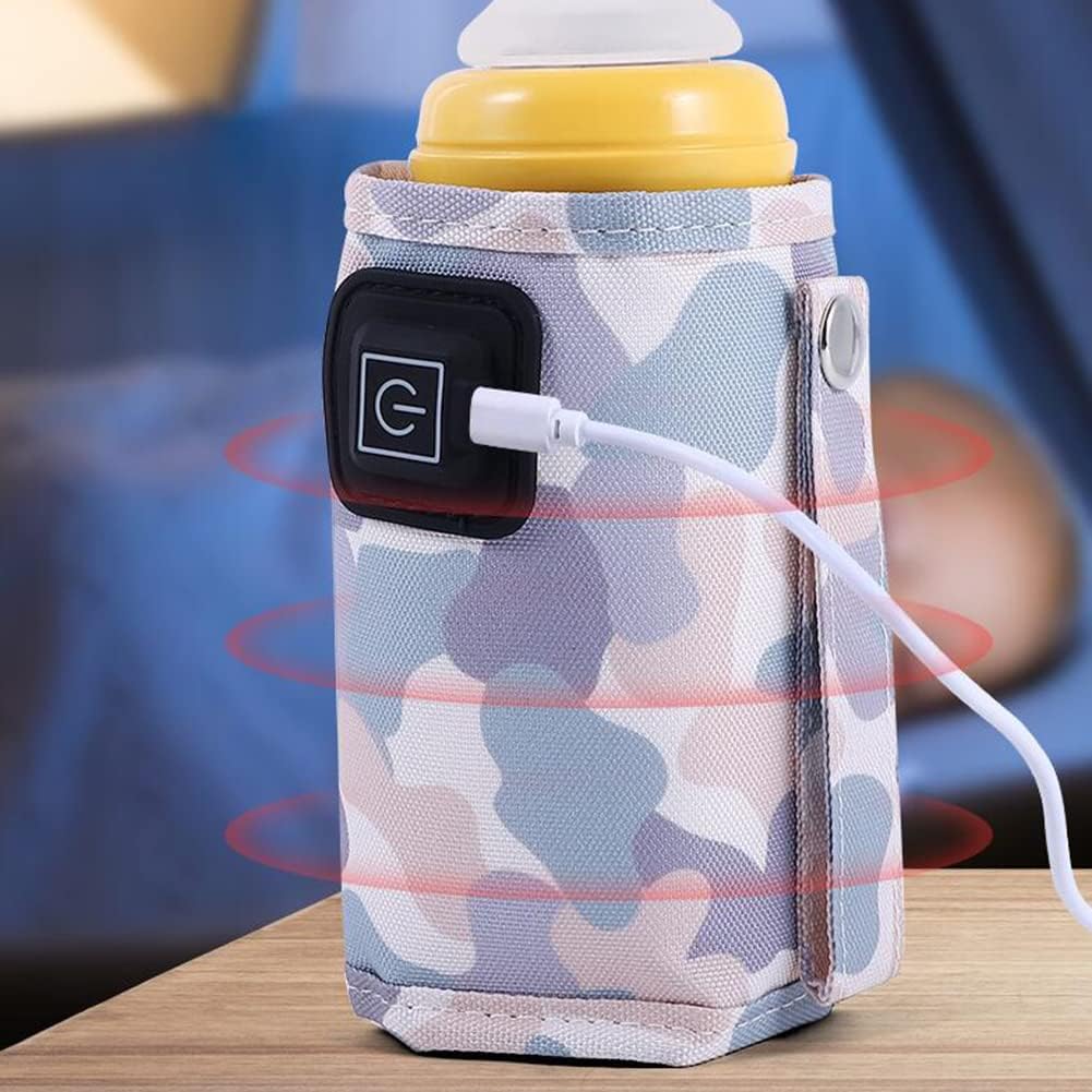 Car Travel Bottle Warmer,5V 2A USB Heating Bottle Warmer 40°C-60 °C Three Gear Adjustable Car Travel Milk Bottle Warmer Milk Heat Keeper Lightweight Milk Heater Cover,Blue