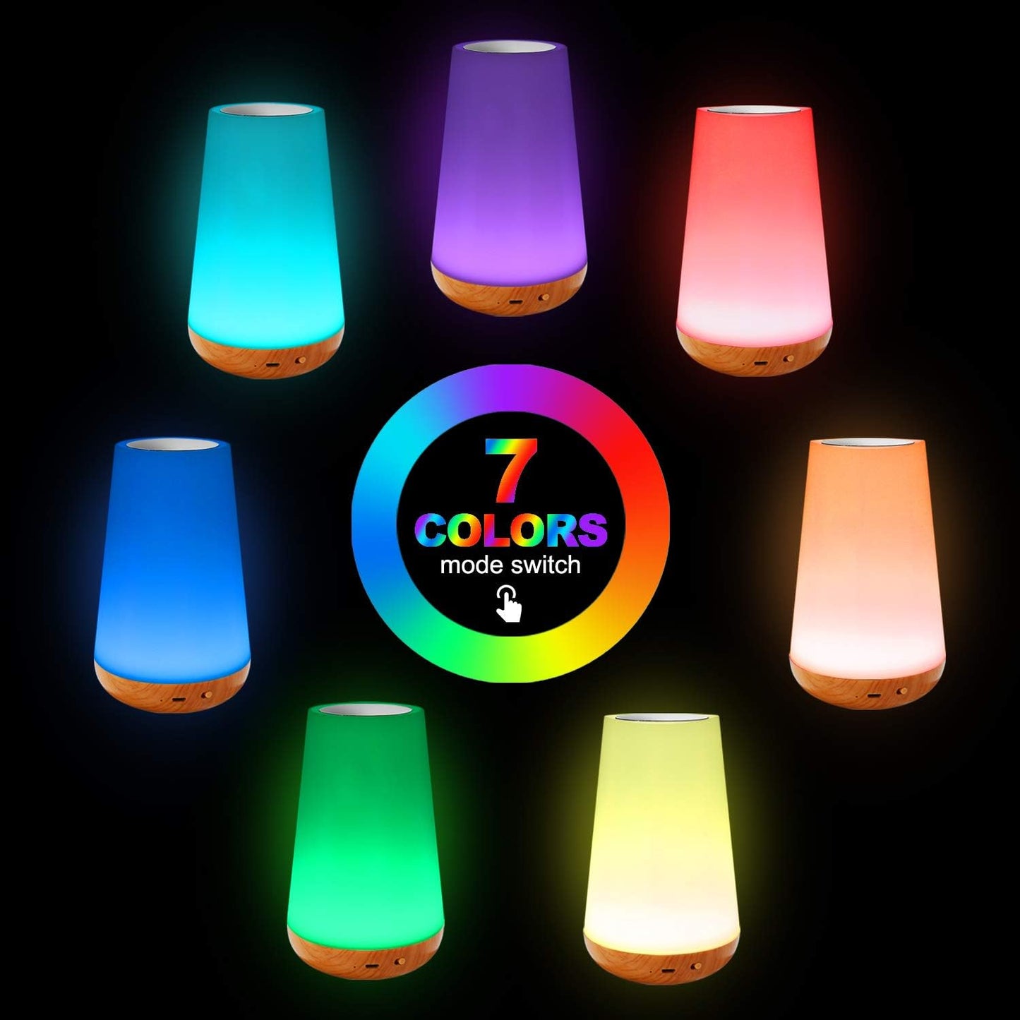 LED Night Light Touch Lamp Bedside Table Lamp for Kids Bedroom Rechargeable Dimmable with Remote Control Warm White Light RGB Color Changing