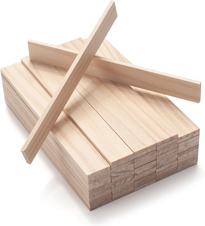 Wood Strips Trim Slats for Wall, Wooden Dowels for Crafts 1/8" × 3/4" × 6"