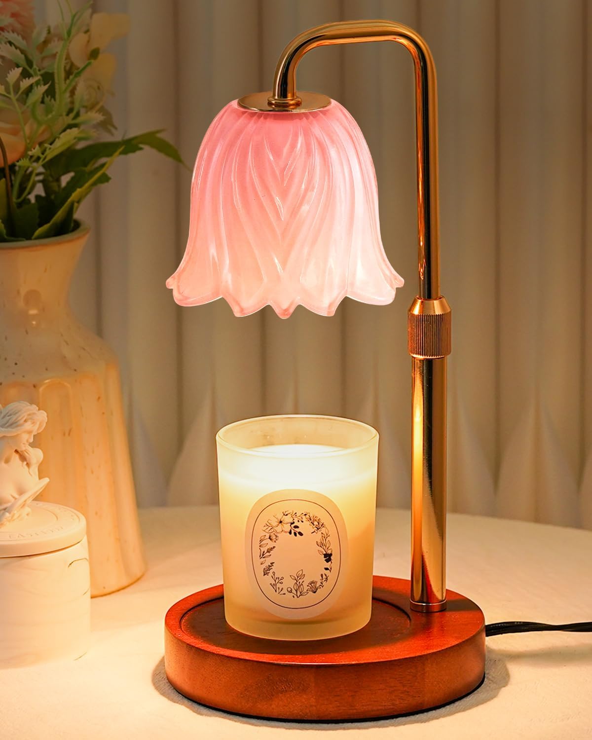 Flower Candle Warmer Lamp with Timer Dimmable, Candle Warming Light Height Adjustable, Christmas Gifts for Women, Candles Warmer Light for Jar Candles, House Warming Gifts New Home Decor