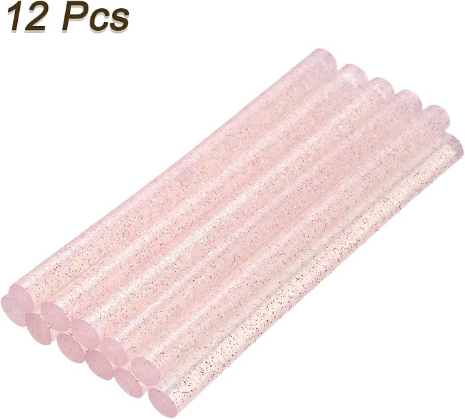 uxcell Mini Hot Glue Sticks for Glue Gun 7mm x 100mm Glitter Transparent Pink