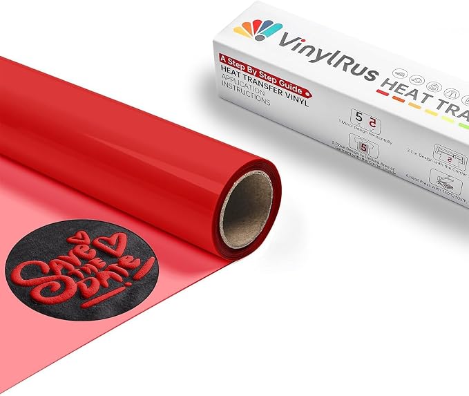 VinylRus Red Puff Vinyl Heat Transfer -12” x 6ft Puffy 3D Iron on Vinyl