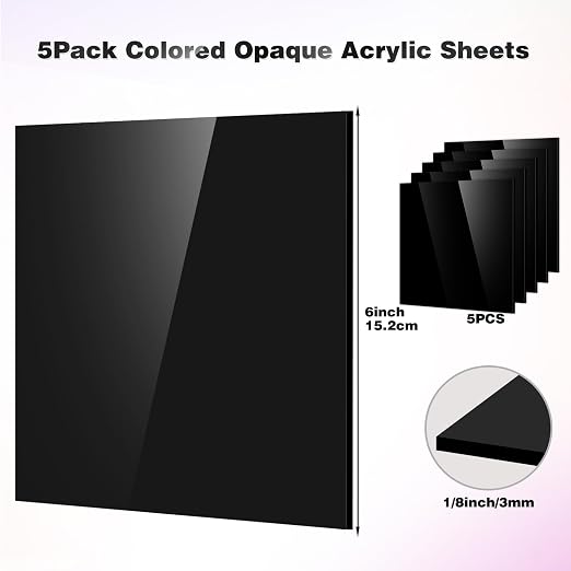 Adrattnay Black Acrylic Sheets 1/8 Thick, Opaque Acrylic Sheets Acrylic Panel