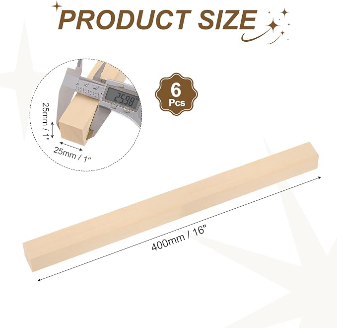 MECCANIXITY 6Pcs Basswood Sticks