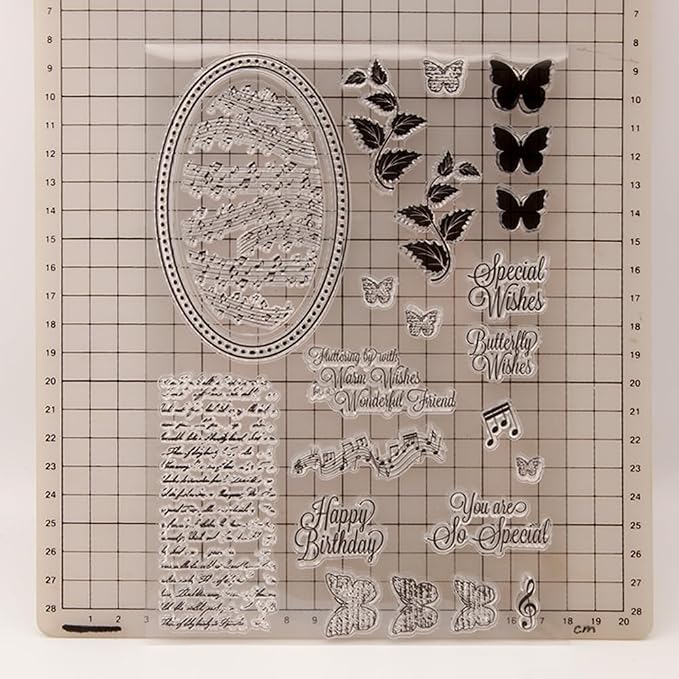 Vintage Words Music Background Clear Stamps Cards