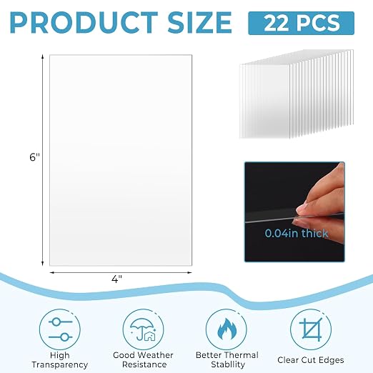 TKOnline 22 PCS Plexiglass Sheets, Invitations, Poster Frames Plastic Board