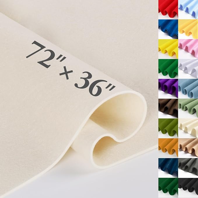 Ivory Felt Fabric Sheet 72" X 36", 1.4mm Thick Large Soft Durable Flexible