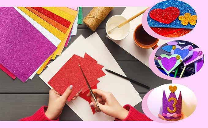 10 Sheets Glitter Paper Sheet for Easter Memorial Flag Independence Day