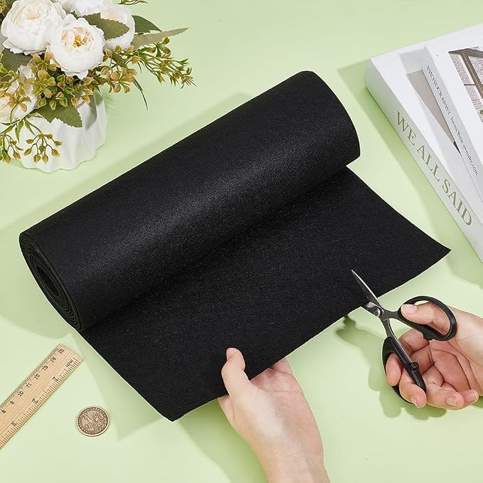 BENECREAT 118x11.8Inch Black Felt Roll, Fabric Sheets Soft Woven Nonwoven