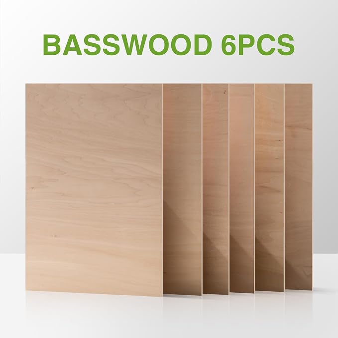 ROBOTIME 6-Pack Basswood Sheets 1/8"