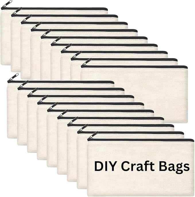 10 PCs Blank canvas Zipper Pouch, Makeup Bags Bulk Pencil Pouch