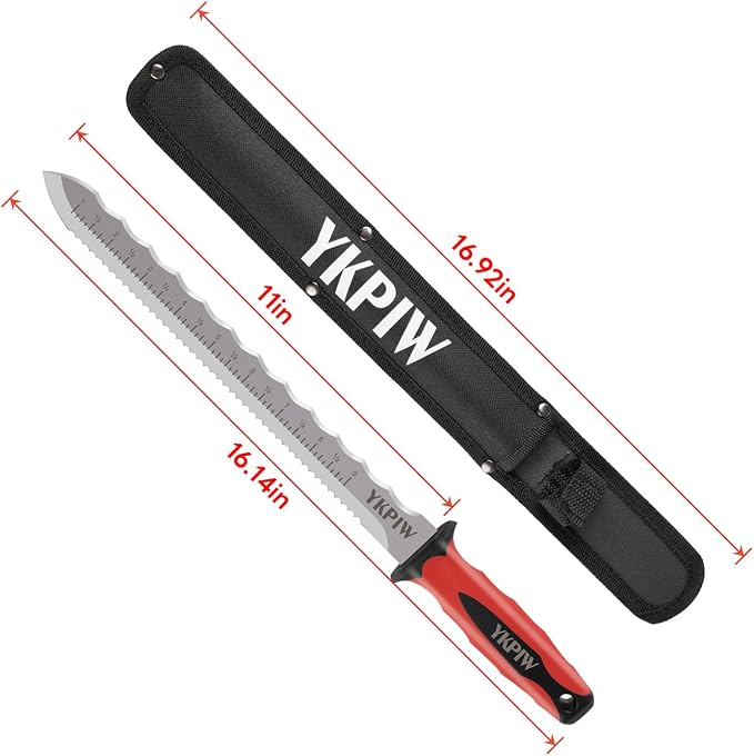 Insulation Knife with Measuring Scale, Stainless Steel Double-Sided Serrated
