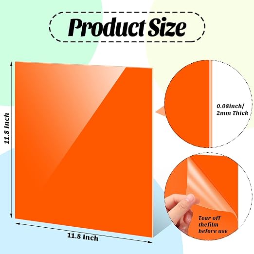 Remerry 24 Pcs 12 x 12 Inch Colored Acrylic Sheets, 12 Colors Opaque Panels