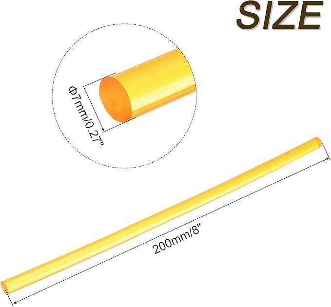 uxcell Mini Hot Glue Sticks for Glue Gun 7mm x 200mm Transparent Yellow 12pcs