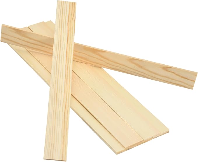 MECCANIXITY 10Pcs Wood Strips Slats, 5/64" x 1‑1/4" x 12" Thin Wood Sticks Flat