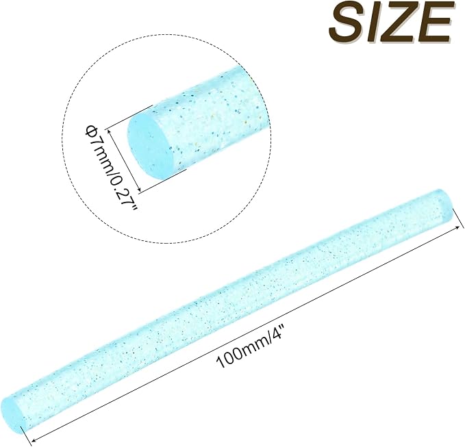 uxcell Mini Hot Glue Sticks for Glue Gun 7mm x 100mm Glitter Transparent Blue