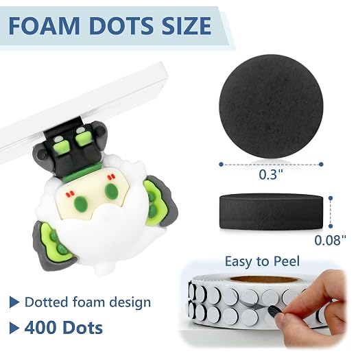 400 PCS 2mm Double Sided Foam Dots 0.3" Foam Round Dots 3D Foam Tape Craft