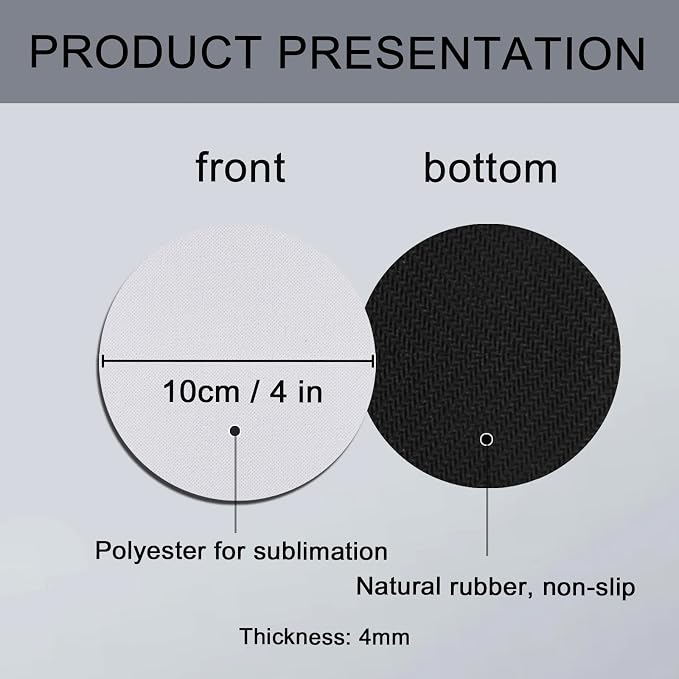 80 PCS Sublimation Blank Cup Coasters Bulk, 4x4 Inch Round Blank Cup Mat Rubber