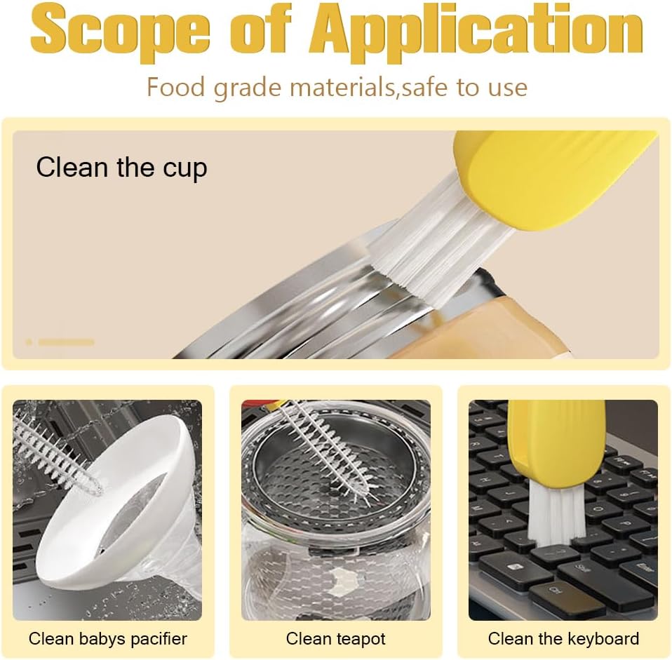 3 in 1 Cup Lid Cleaning Brush, 2025 New Multifunctional Cleaning Brush Crevice Cleaner Brush for Bottle Gap Tight Spaces, 3 in 1 Portable Cup Lid Cleaner with Brush (Blue)
