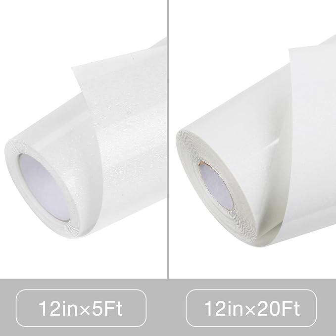 TORC White Glitter HTV Heat Transfer Vinyl Roll 12 inch x 5 ft Iron on Vinyl