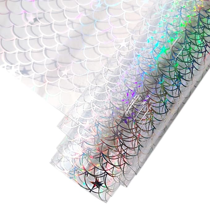 HYANG Transparent Fan PVC Super Clear Holographic Vinyl Faux Leather Sheets 1