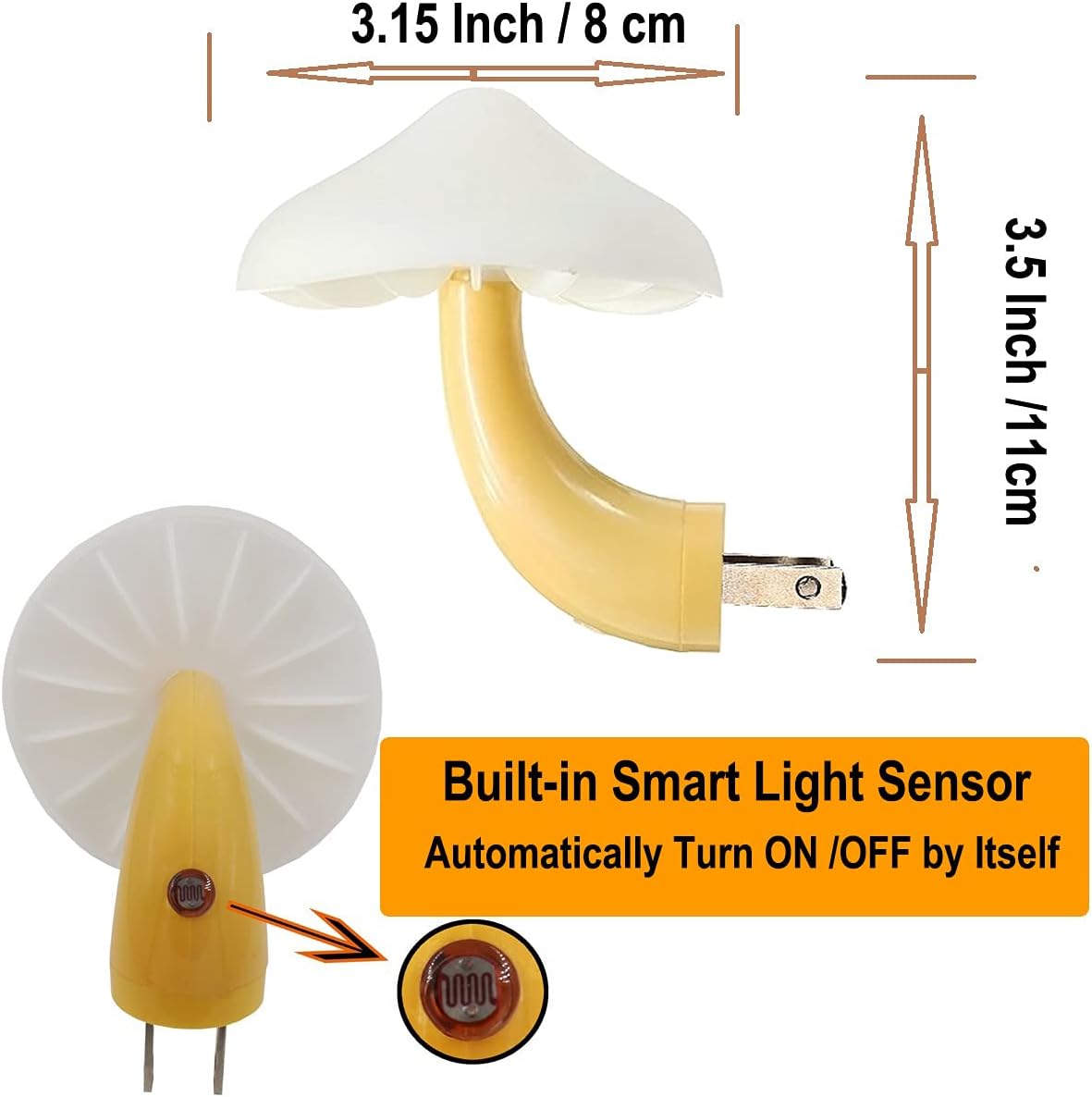AUSAYE 3 Pack Sensor LED Night Light Plug in Lamp 7 Color Changing Mushroom Light Cute Night Lights for Adults Kids NightLight Bedroom,Bathroom,Toilet,Hallway,Stairs,Kitchen,Basement