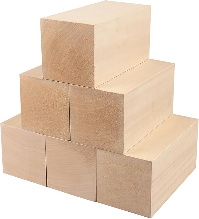 6 Pack Basswood Carving Blocks, Soft and Smooth, Easy Whittling and Carving