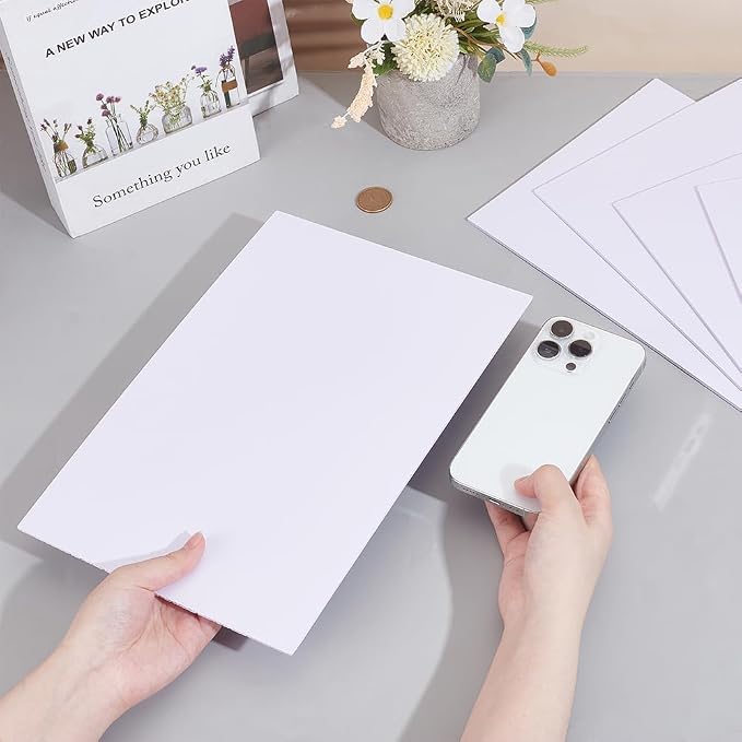 BENECREAT 5 Sheets 3mm White Foam Boards 11.8x7.8inch Rectangle Foam PVC Sheet