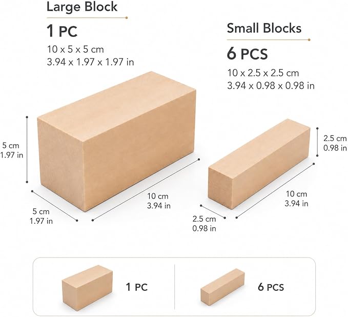 7 Pcs Basswood Blocks, Whittling Wood Carving Kit