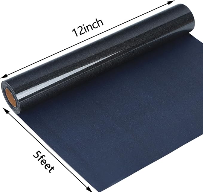 guangyintong Heat Transfer Vinyl Glitter Black HTV Rolls, Glitter Black HTV