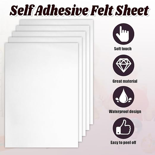 Biaungdo Self Adhesive Felt Sheets, 8 x 12 Inch | A4 Size, Felts Fabric