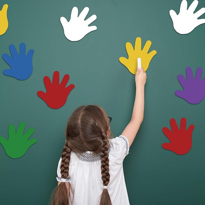 Ireer 48 Pcs Large Foam Hand Cutouts 6 Inch Assorted Color Handprint Die Cuts