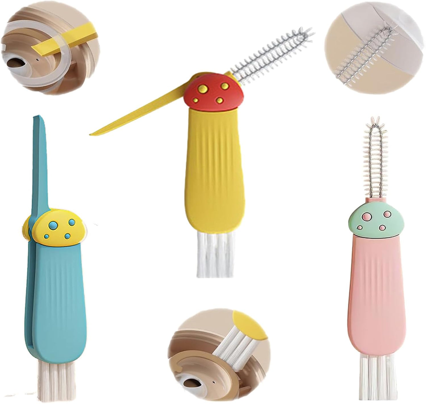 New Upgrade 3 in 1 Cup Lid Cleaning Brush, 3 Pack Tiny Bottle Brushes Set,Multifunctional Tool for Thorough Cleaning of Bottles, Cups, and Tight Spaces,Ideal for Home & Kitchen
