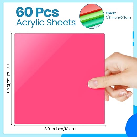 Suzile 60 Pcs Colored Acrylic Sheets 1/8 Inch Thick
