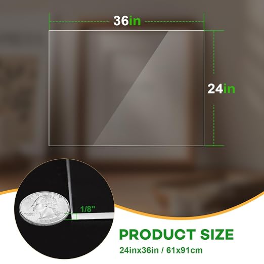 VOISEN 2 Pack Plexiglass Sheets 1/8 Inch Thick, Display Cases, Sneeze Guard