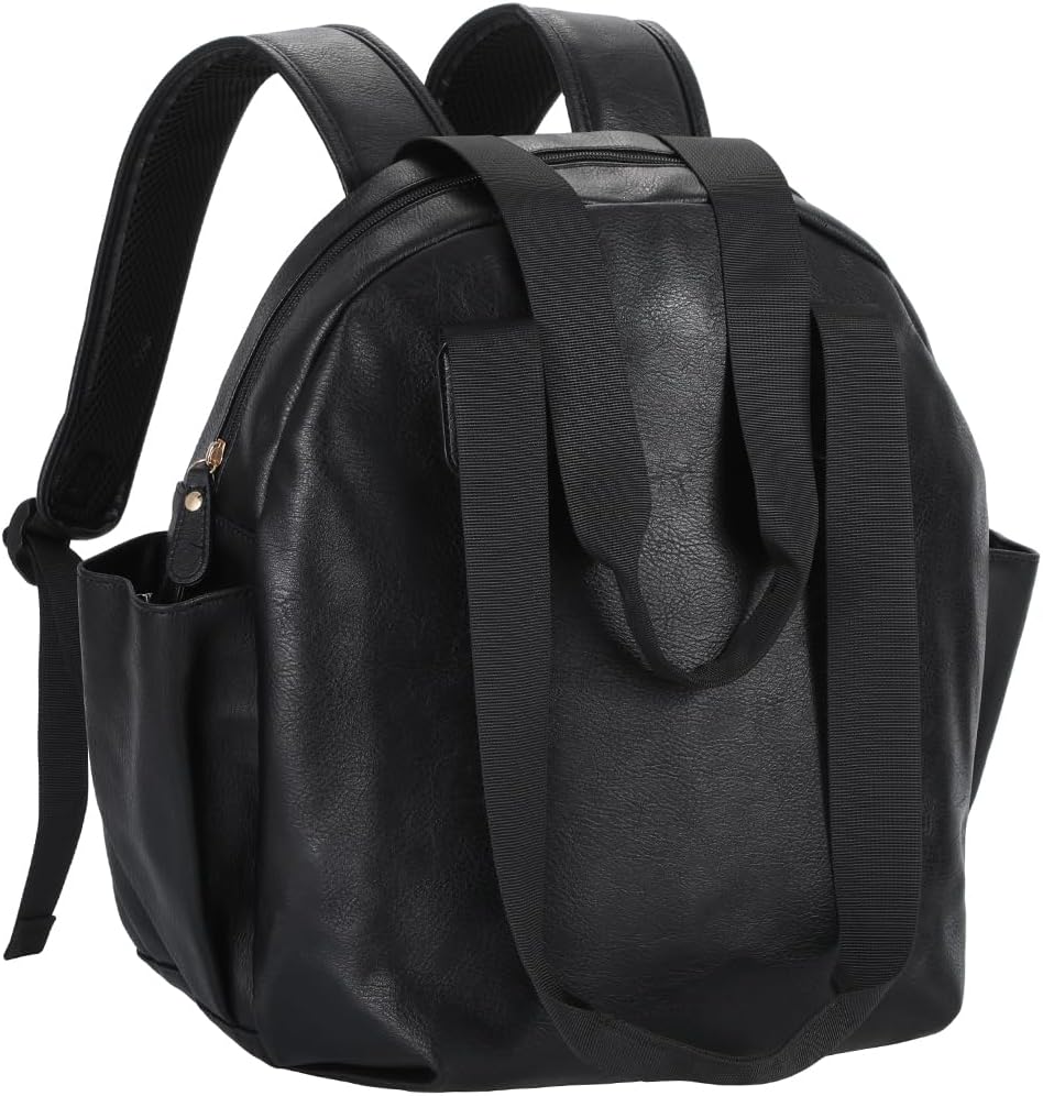 Stylish Diaper Bag Backpack, Leather Large Capacity Travel Baby Diaper Bag Tote for Mom Dad, Handbag shoulder bag, Waterproof, Lightweight Black