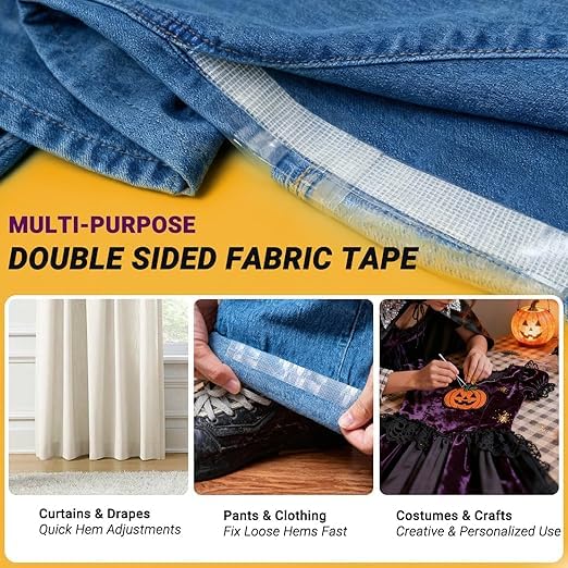SWRT Double Sided Fabric Tape for Hem, Fashion Dress, Curtains – Heavy Duty